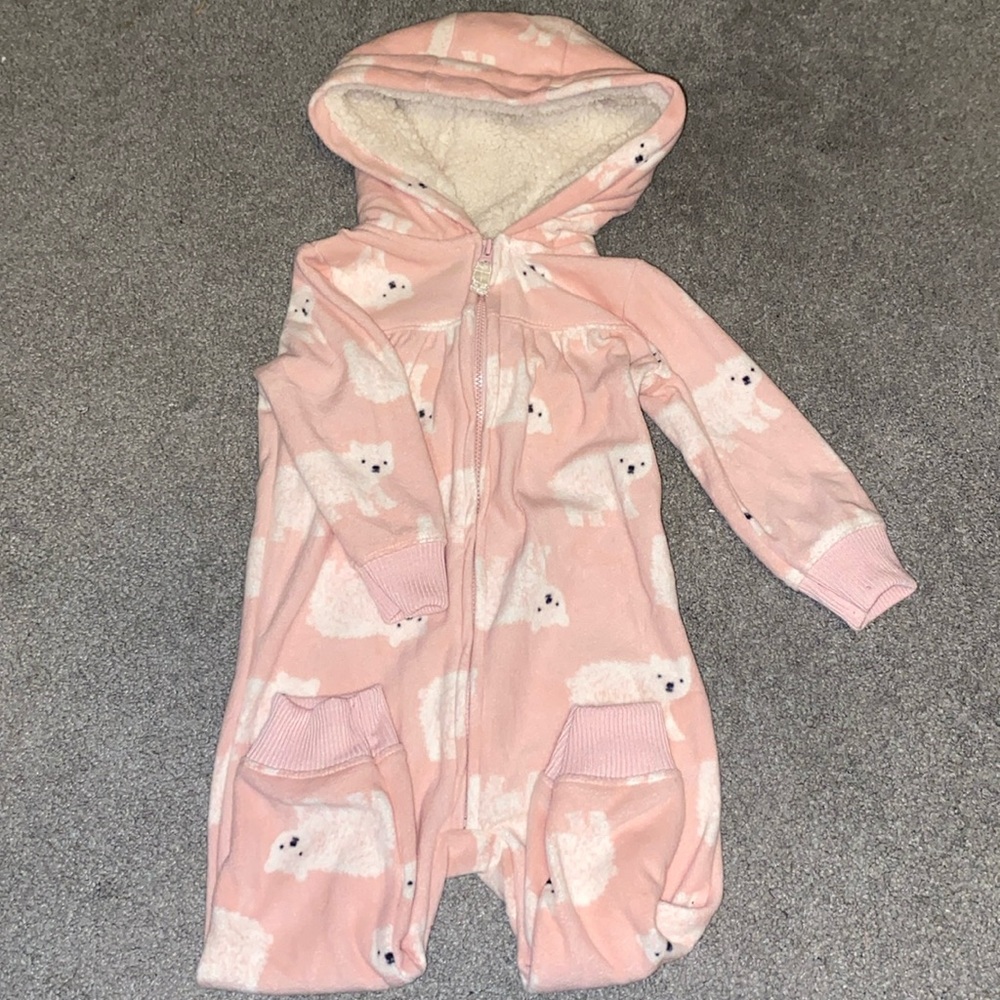 Carter’s Polar Bear Onesie with Sherpa Lined Hood, 12M